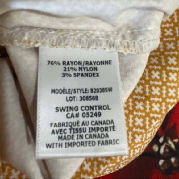 Swing Control Bermuda Shorts Mustard White Print SZ 6 Pull On Golf Travel Resort - Picture 7 of 7